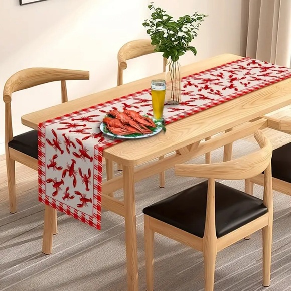 Crawfish Boil Table Runner Lobster Seafood Boil Theme Plaid Dining Home Decor - Picture 2 of 7